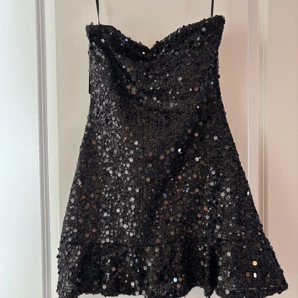 Black Sequin Mini Dress
